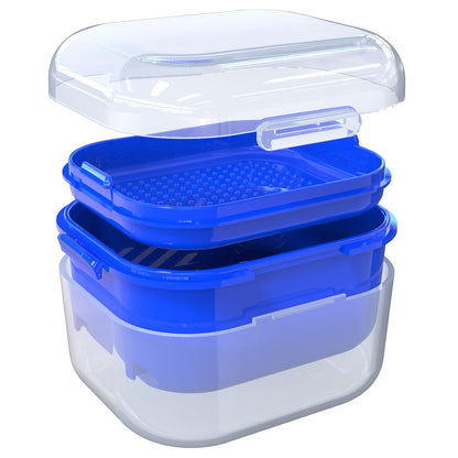 ARGOMAX Denture Case - Soaking Cup for Dentures, Retainers & Clear Braces