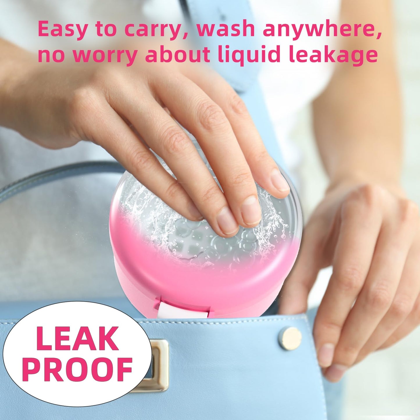 ARGOMAX Leak-Proof Retainer Cleaner Case for Dentures | Travel Denture Cup Pink & White