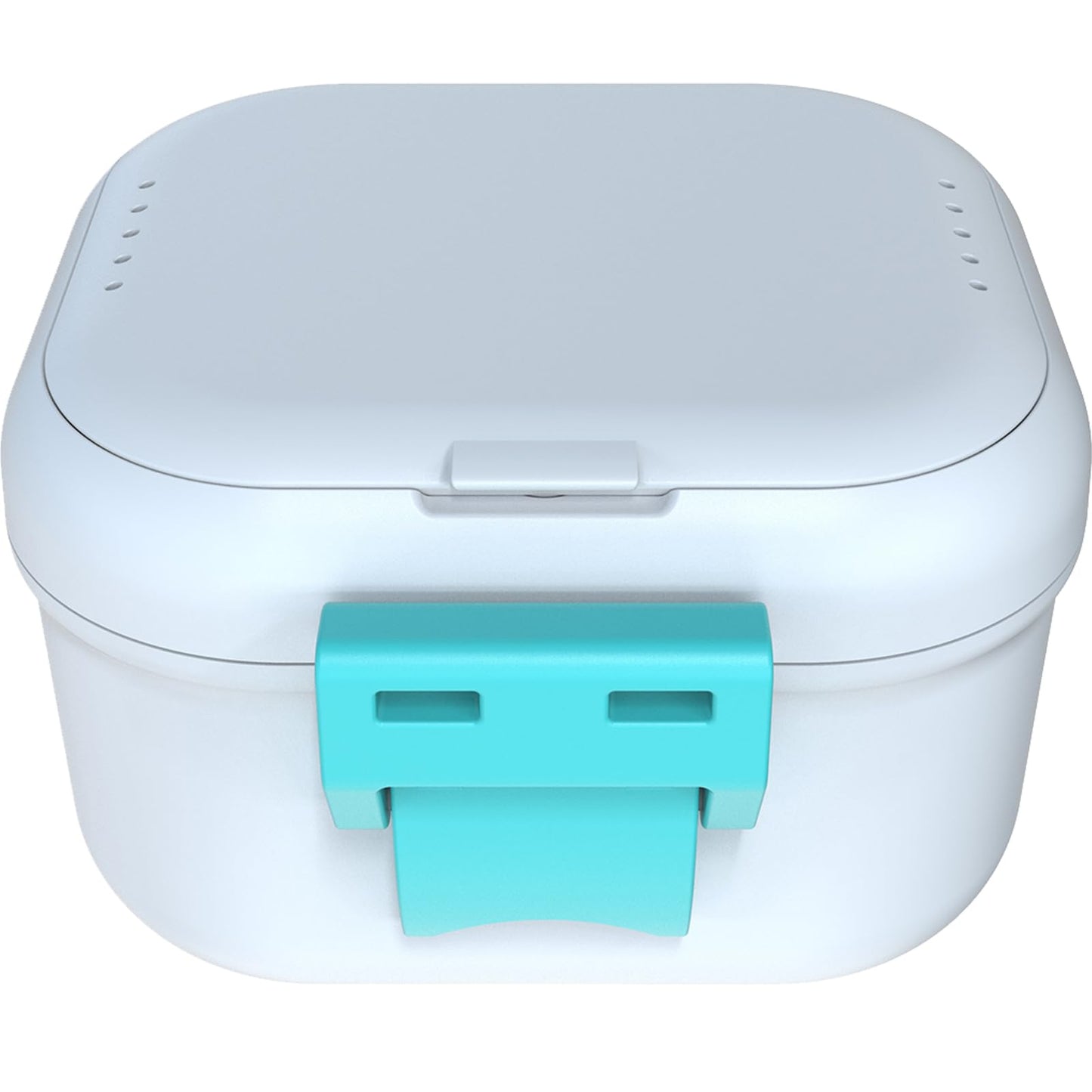 ARGOMAX Leak Proof Denture Bath Cup – White + Cyan, Portable Case