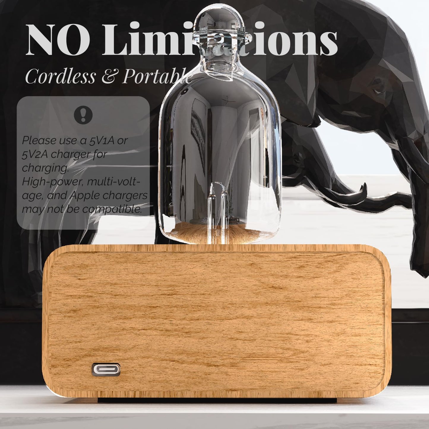 Aria Glass Essential Oil Diffuser – Waterless, Portable & Rechargeable with 4-Mode Timer