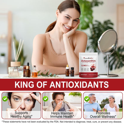 Arkture Astaxanthin 12mg | 120 Softgels – 4-Month Supply | Antioxidant Support