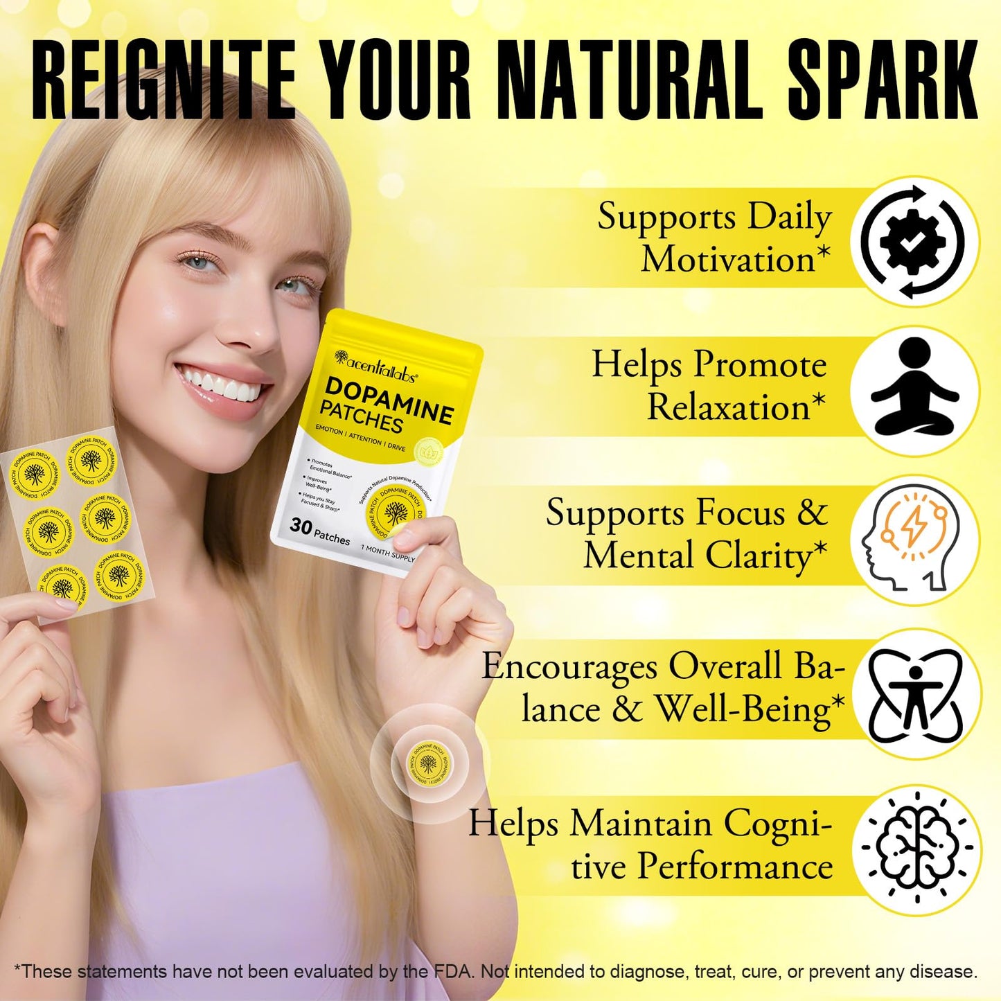 Arkture Dopamine Patches – Mood & Positivity Support | Plant-Based, 30 Vegan Patches