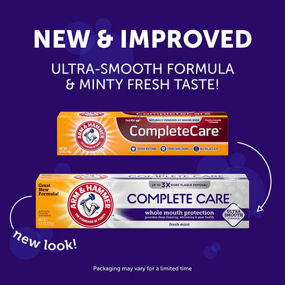 Arm & Hammer Complete Care Stain Defense Toothpaste, Fluoride Anticavity, 6 oz – Pack of 6 (Packaging May Vary)