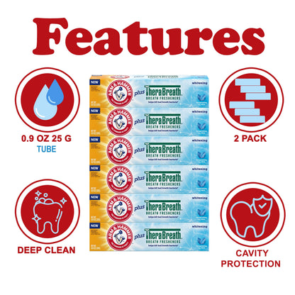 ARM & HAMMER Whitening Toothpaste 6-Pack – Icy Mint, Thera Fresheners
