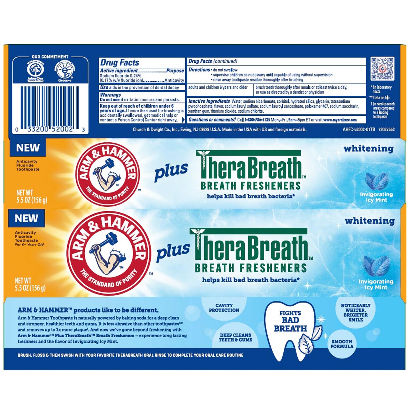 ARM & HAMMER Whitening Toothpaste 6-Pack – Icy Mint, Thera Fresheners