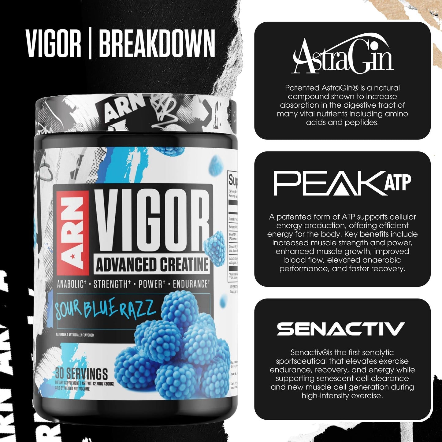 Arms Race Nutrition ARN Vigor Advanced Creatine Formula – 30 Servings (Punch)