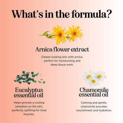 Arnica Massage Oil for Muscle Relaxing – Full Body Relief with Chamomile, Lavender, Peppermint & Rosemary – Vegan & Non-GMO (8 Fl Oz)