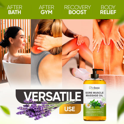 Arnica Sore Muscle Massage Oil – 100% Pure & Natural, 8 oz