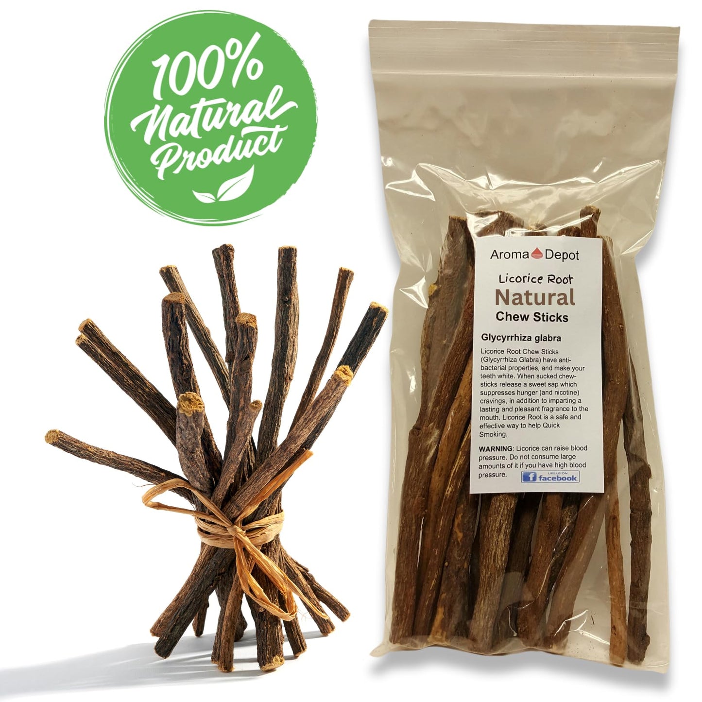 Aroma Depot 8 oz Licorice Root Chew Sticks – 6.5-7 inches, 100% Natural, Gluten-Free, Glycyrrhiza Glabra from Turkey