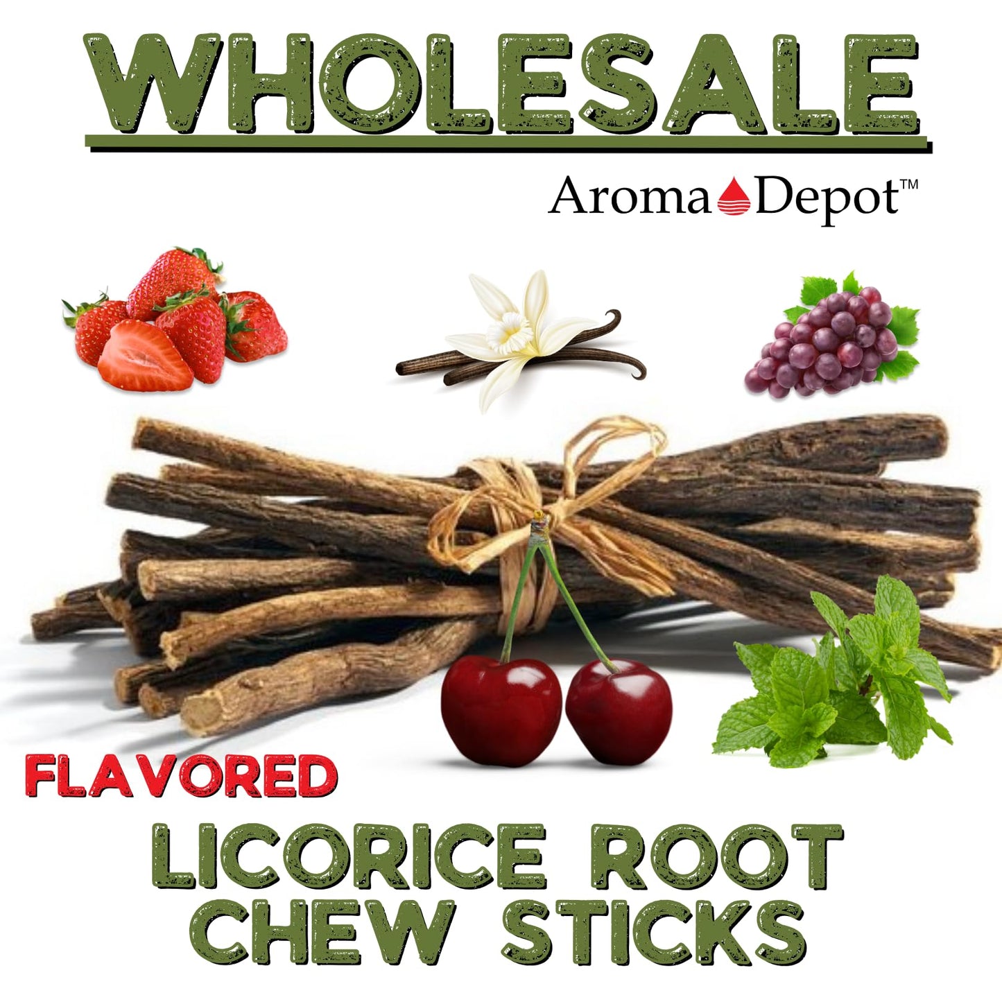 Aroma Depot Strawberry Licorice Root Chew Sticks – 4 oz, 6.5-7 in, 100% Natural