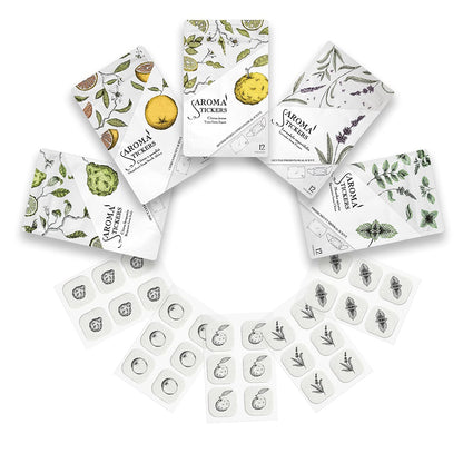 AROMA STICKERS® - 100% Natural Essential Oil Stickers (Pack of 5) for Face Mask & Pillow