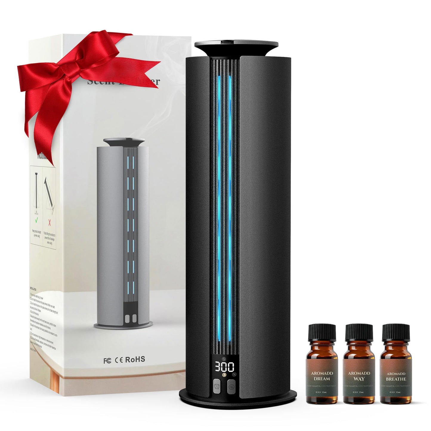 Aromadd Waterless Diffuser – 1800 Sq Ft, 100ml, Hotel Collection (Black)
