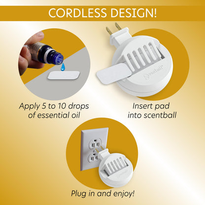 AromaHouse Scentball Waterless Cordless Diffuser White with 5 Refill Pads