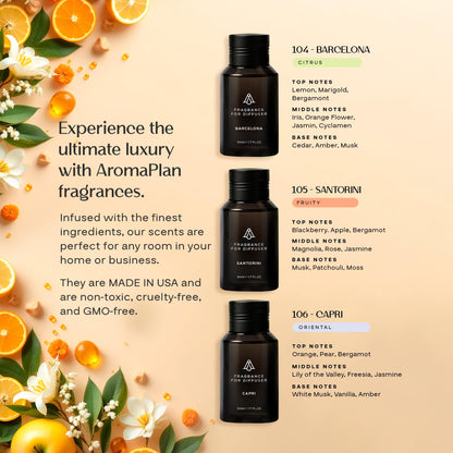 AromaPlan Destinations Collection 3-Pack Diffuser Oils – Capri, Barcelona & Santorini (50 ml) – Non-Toxic, USA-Made