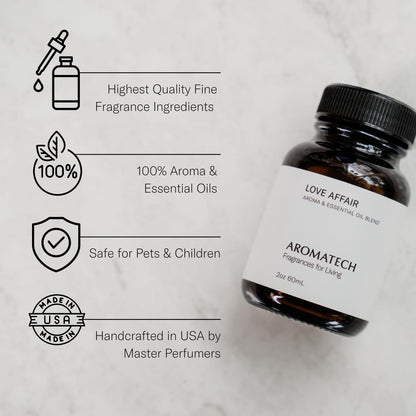 AromaTech Love Affair Essential Oil Blend – Jasmine, Saffron, Cedar & Amber (4 oz)