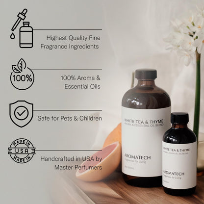 AromaTech White Tea & Thyme Essential Oil Blend – 4 fl oz / 120 ml | Ultrasonic Diffusers