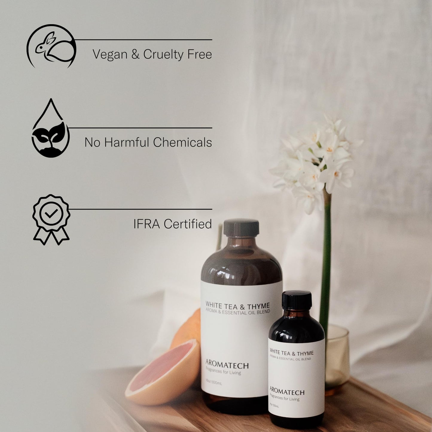 AromaTech White Tea & Thyme Essential Oil Blend – 4 fl oz / 120 ml | Ultrasonic Diffusers