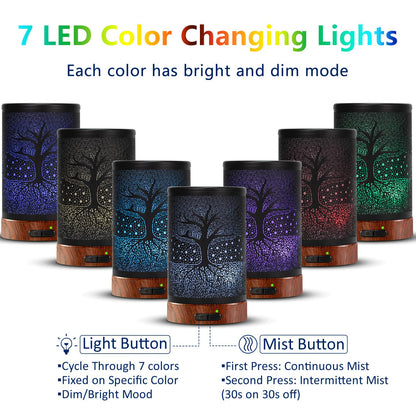 Aromatherapy Essential Oil Diffuser 150ml – Auto Shut-Off, 7-Color LED | Life Tree