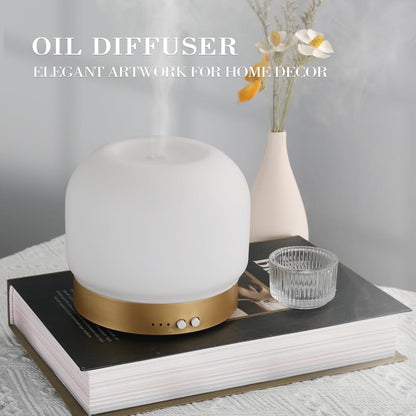 280ml Essential Oil Diffuser for Large Rooms – Glass Cover, 4 Timers, Auto Shut-Off