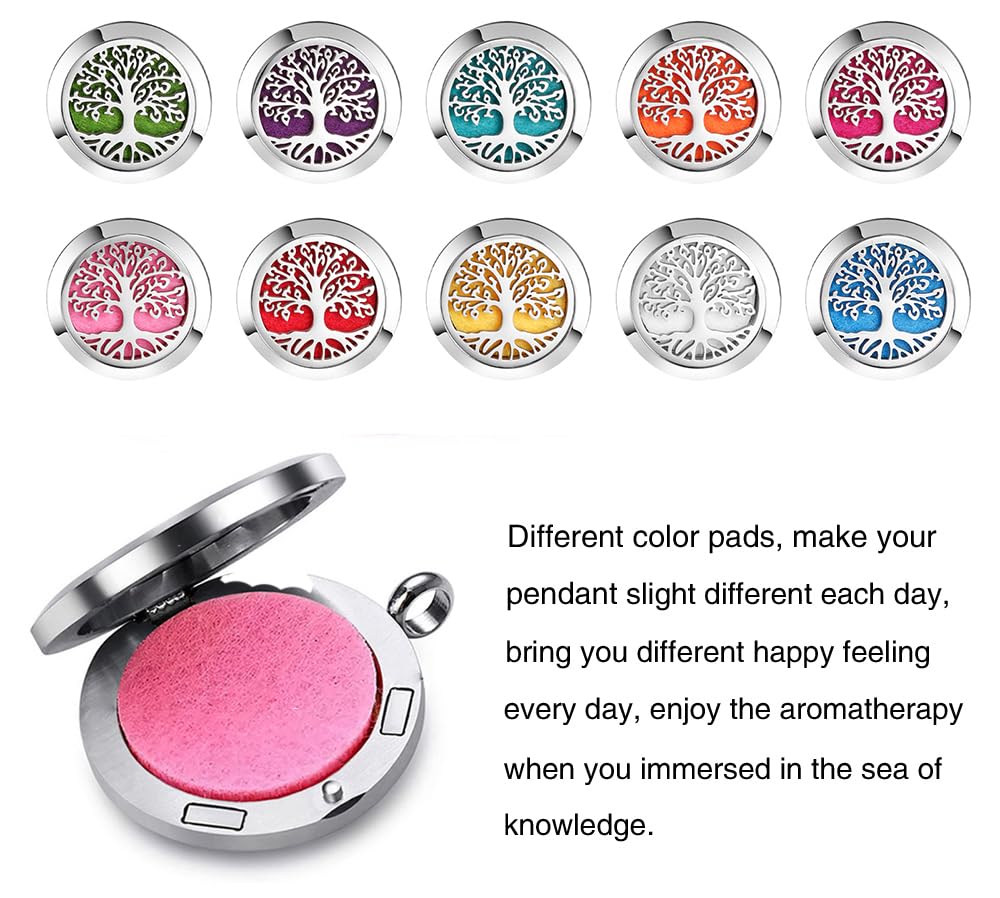 Aromatherapy Essential Oil Diffuser Necklace – Tree of Life Stainless Steel Locket Pendant