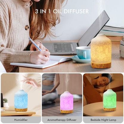Aromatherapy Essential Oil Diffuser 150ml Ceramic | 7 LED Colors | Cherry Blossom