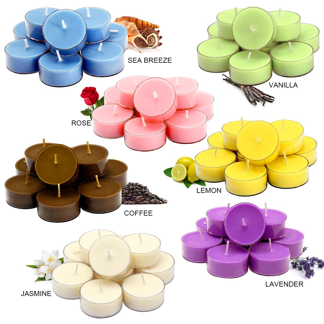 DEYBBY Lemon Scented Soy Wax Tealight Candles – 24-Pack, 4-Hour Burn