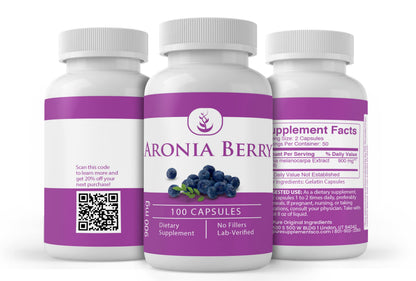 Aronia Berry Extract Capsules (Chokeberry) – 100 Count | Pure Original Ingredients