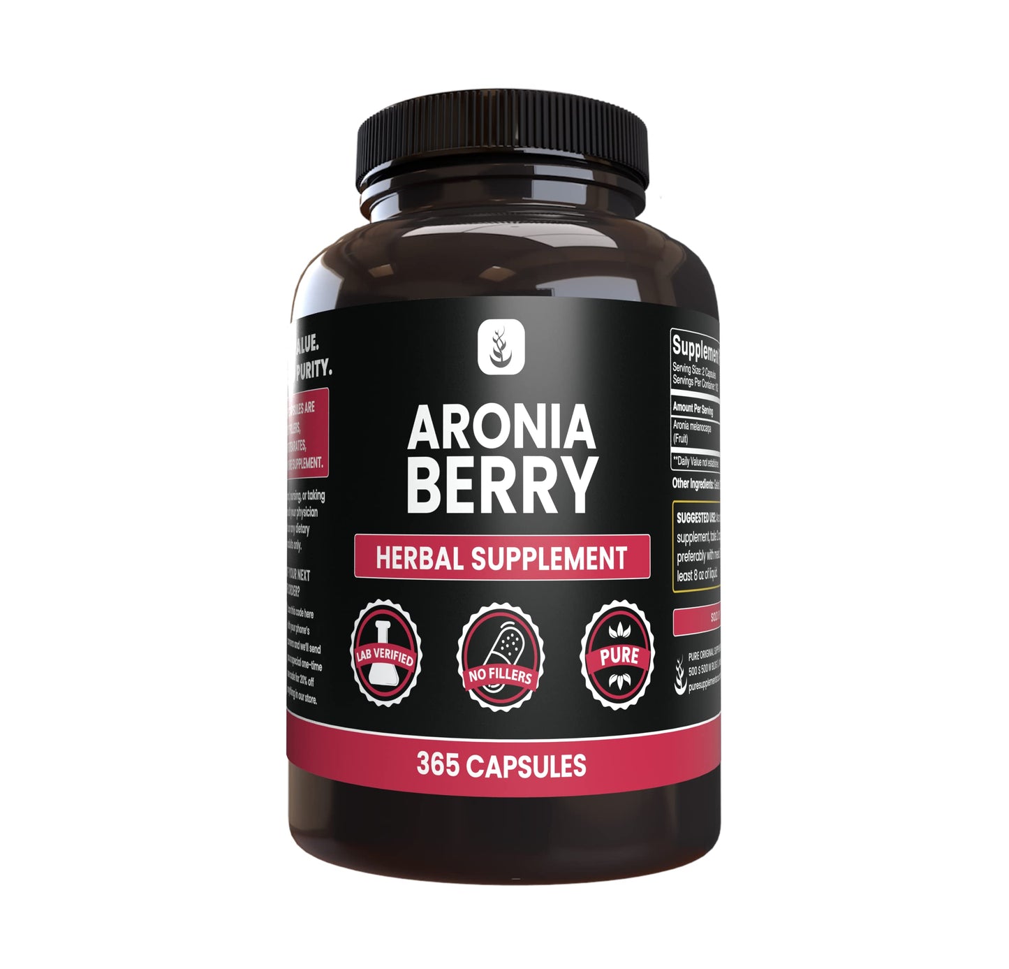 PURE ORIGINAL INGREDIENTS Aronia Berry Extract - 365 Capsules | No Additives