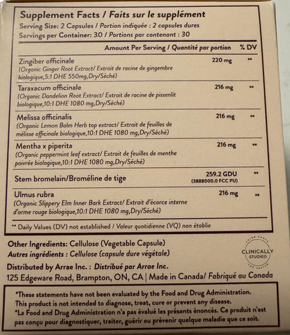 Arrae Bloat Digestive Enzymes – Fast-Acting, All-Natural Relief Capsules, 60 Count