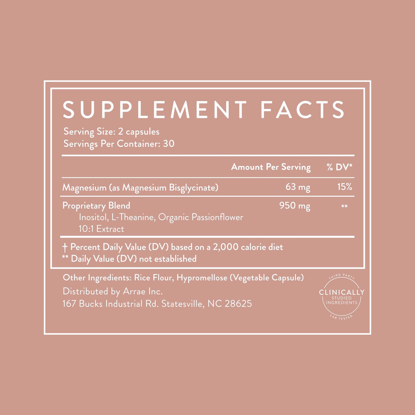 Arrae Calm Cortisol Manager — 60 Mood Support Capsules with L-Theanine, Inositol, Passionflower & Magnesium