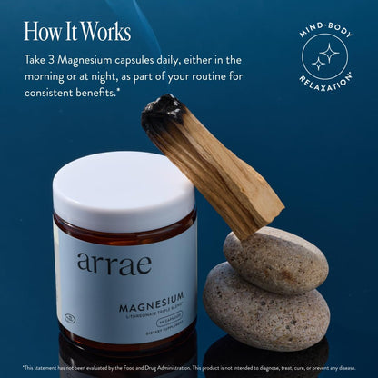 Arrae Magnesium Glycinate, Citrate & L-threonate – 90 Capsules for Mood, Sleep & Muscles