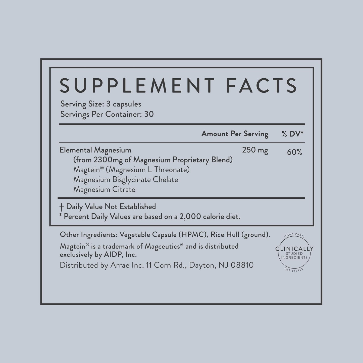Arrae Magnesium Glycinate, Citrate & L-threonate – 90 Capsules for Mood, Sleep & Muscles