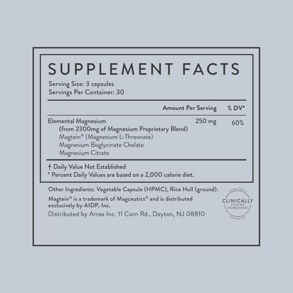 Arrae Magnesium Glycinate, Citrate & L-threonate – 90 Capsules for Mood, Sleep & Muscles