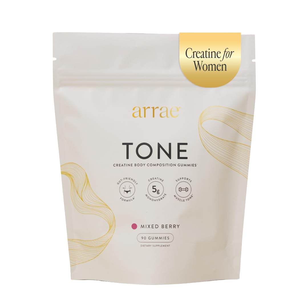 Arrae Tone Gummies – Creatine Monohydrate 5g for Women | Lean Muscle, Recovery & Strength | Mixed Berry, 90 Count