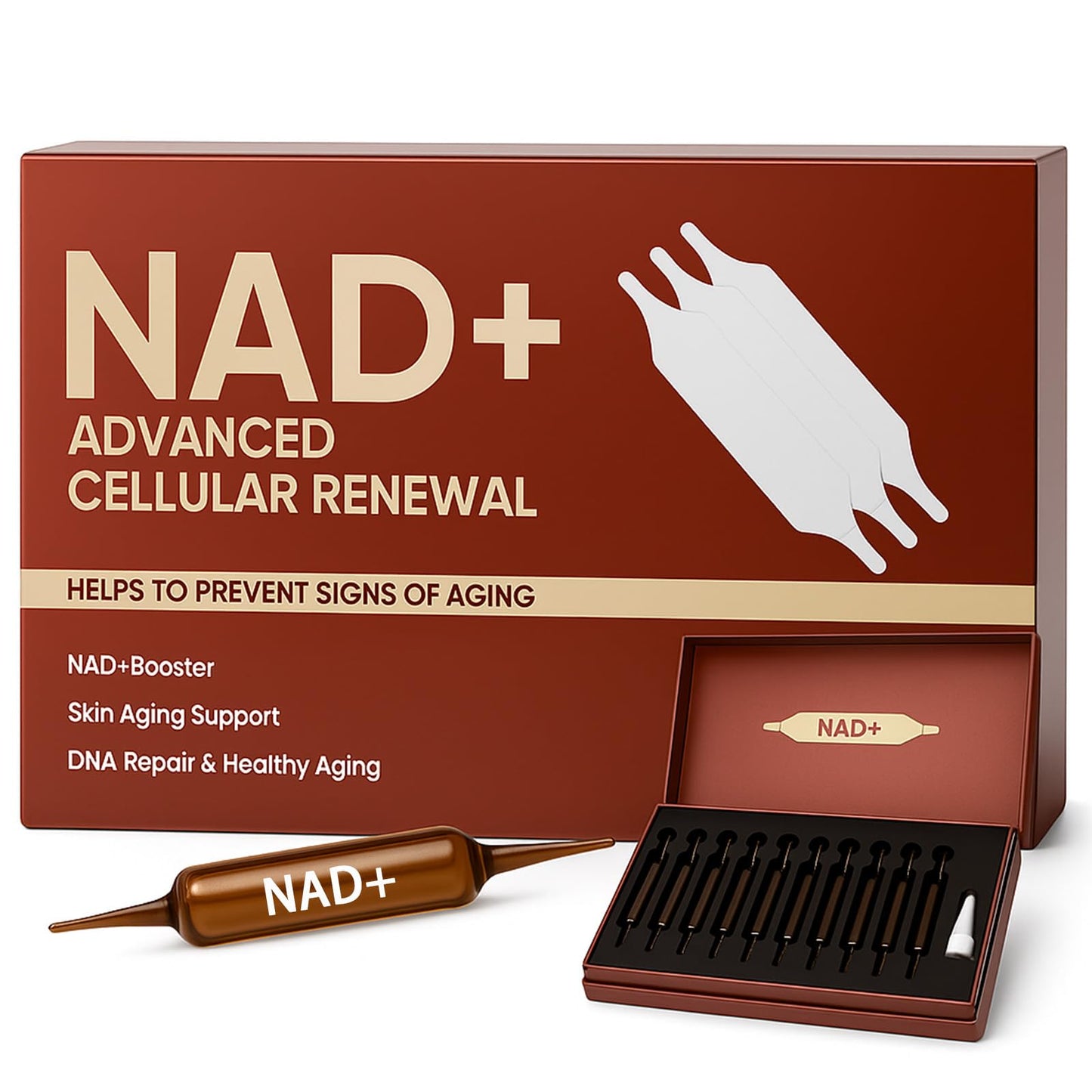 ARSYCHLL NAD Advanced Cellular Renewal - 1200mg NAD Supplement for Skin Aging Support, Energy & Focus - 10 Vials