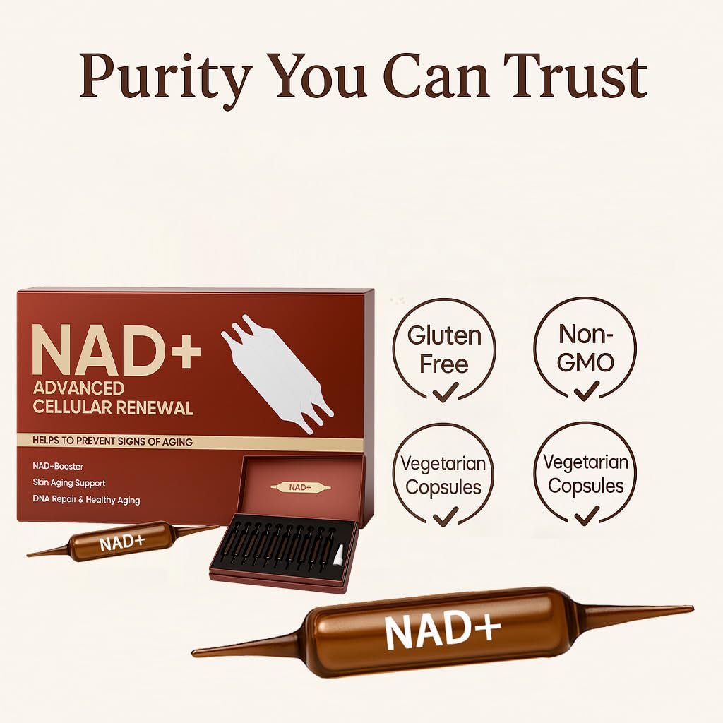 ARSYCHLL NAD Advanced Cellular Renewal - 1200mg NAD Supplement for Skin Aging Support, Energy & Focus - 10 Vials