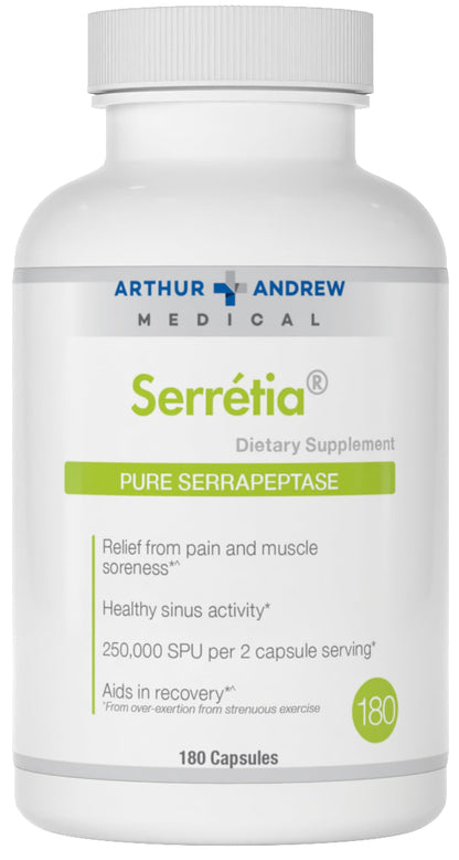 Arthur Andrew Medical Serretia Serrapeptase Formula for Muscle & Sinus Support — 180 Capsules