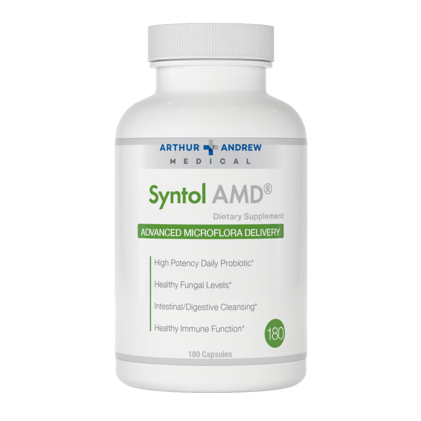Arthur Andrew Medical Syntol 3-in-1 Probiotics, Prebiotic Fiber & Enzymes – 180 Capsules