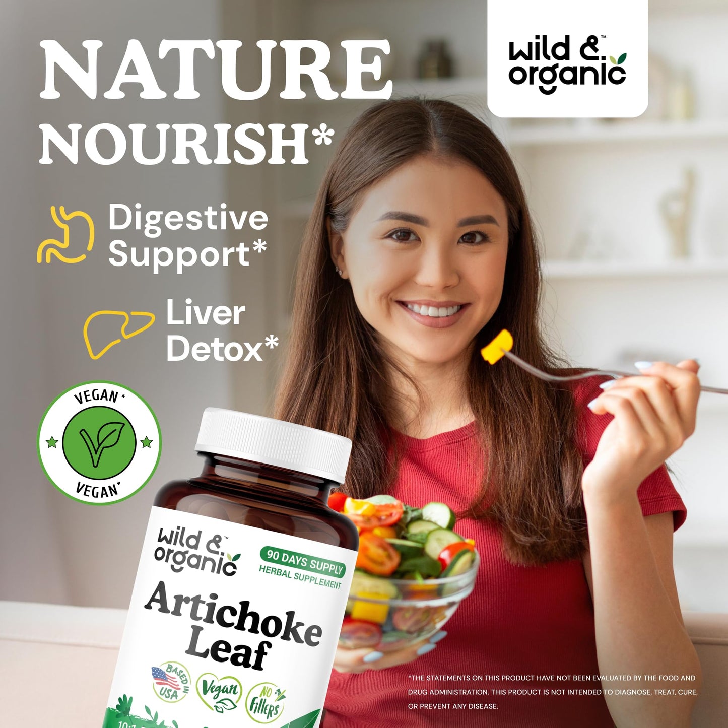 Wild & Organic Artichoke Extract 500 mg Capsules | Liver & Digestive Support | Vegan