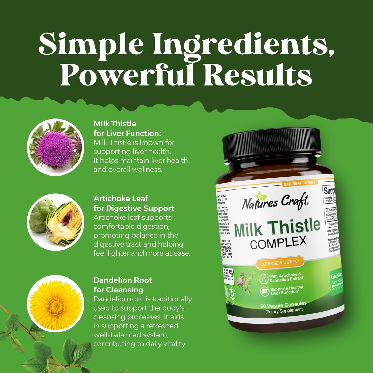 Liver Support Milk Thistle Supplement for Detox & Repair - 60 Ct
