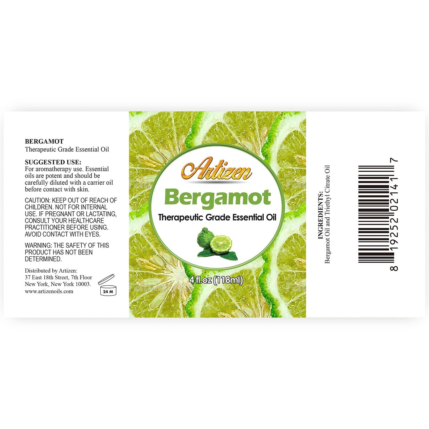 Artizen Bergamot Essential Oil 4oz – Bergamot Aromatherapy Oil