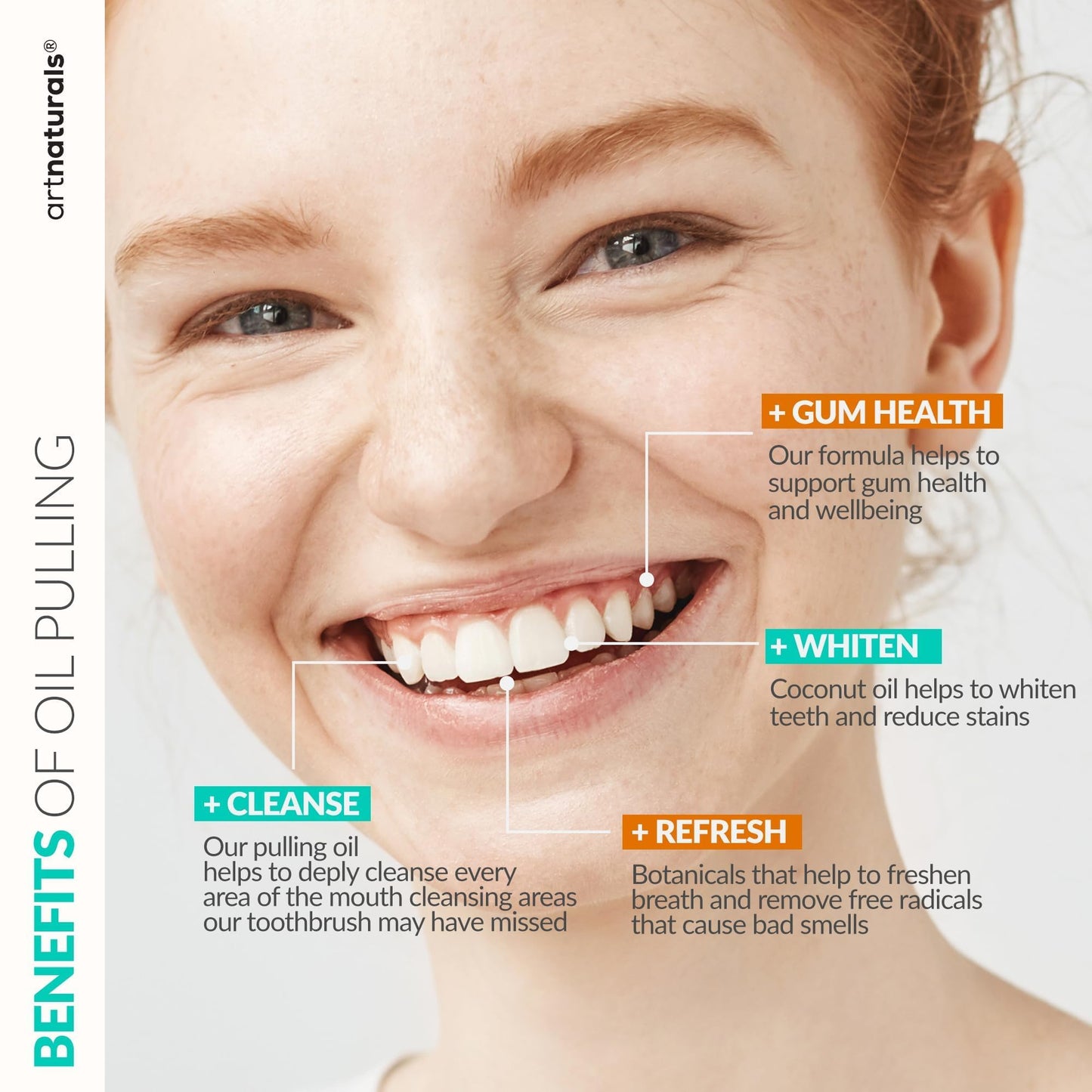 artnaturals Coconut Oil Pulling Set (8oz) – Bamboo Toothbrush & Tongue Scraper, Alcohol-Free Mouthwash