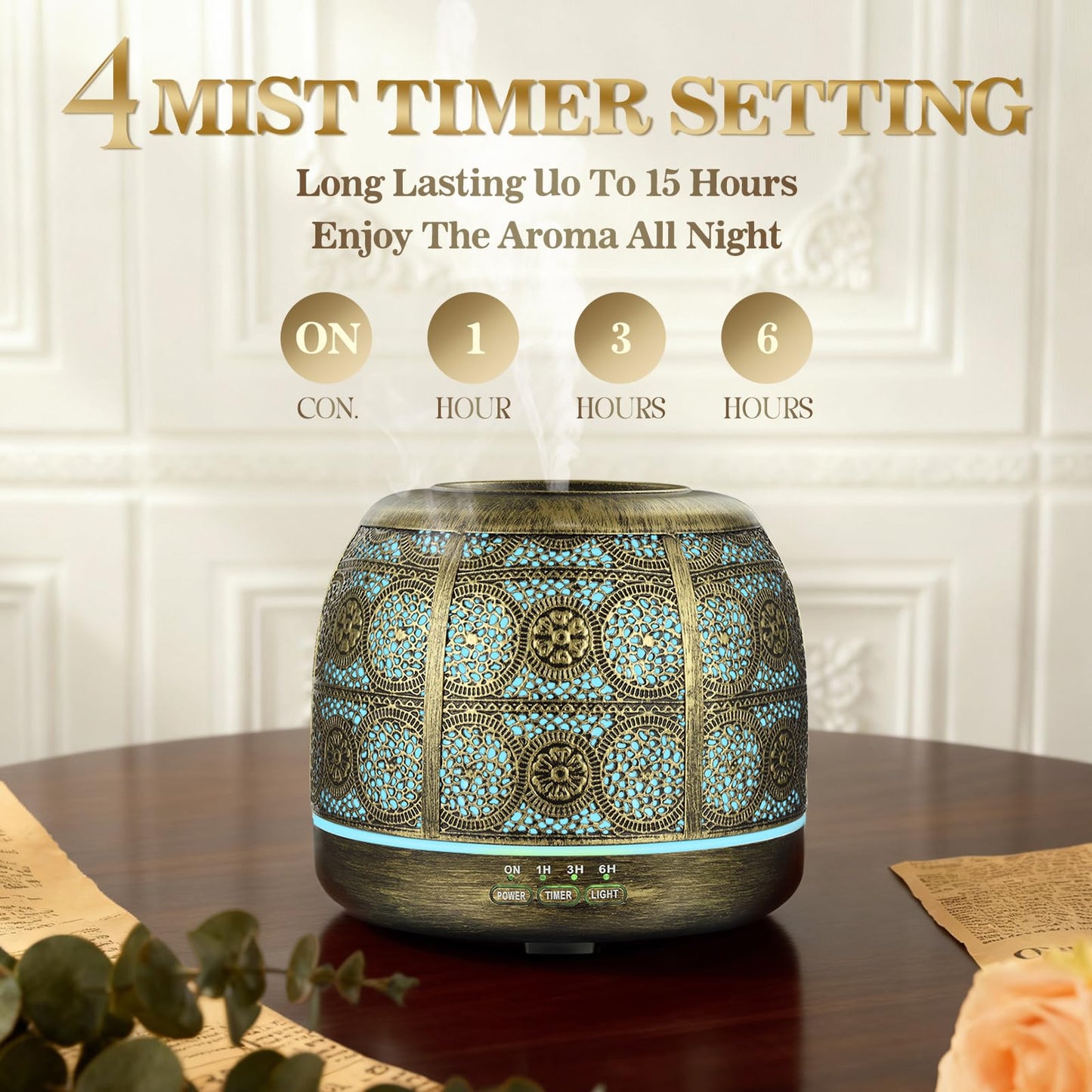 ARVIDSSON 500ml Ultrasonic Essential Oil Diffuser for Large Rooms | Metal Design