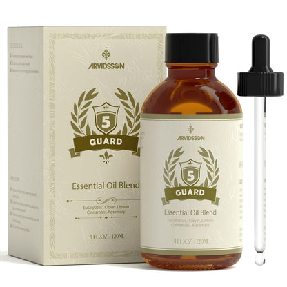 ARVIDSSON Five Guard Essential Oil Blend – 4 Fl Oz (120 ml) | Clove, Eucalyptus, Lemon, Cinnamon & Rosemary