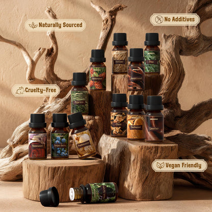 ARVIDSSON Woody Essential Oils Set – 12x10ml Woodsy Oils Gift Set for Diffusers