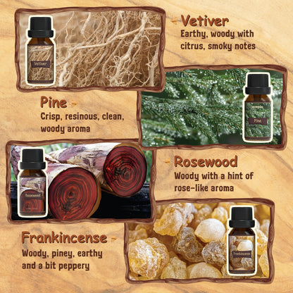 ARVIDSSON Woody Essential Oils Set – 12x10ml Woodsy Oils Gift Set for Diffusers