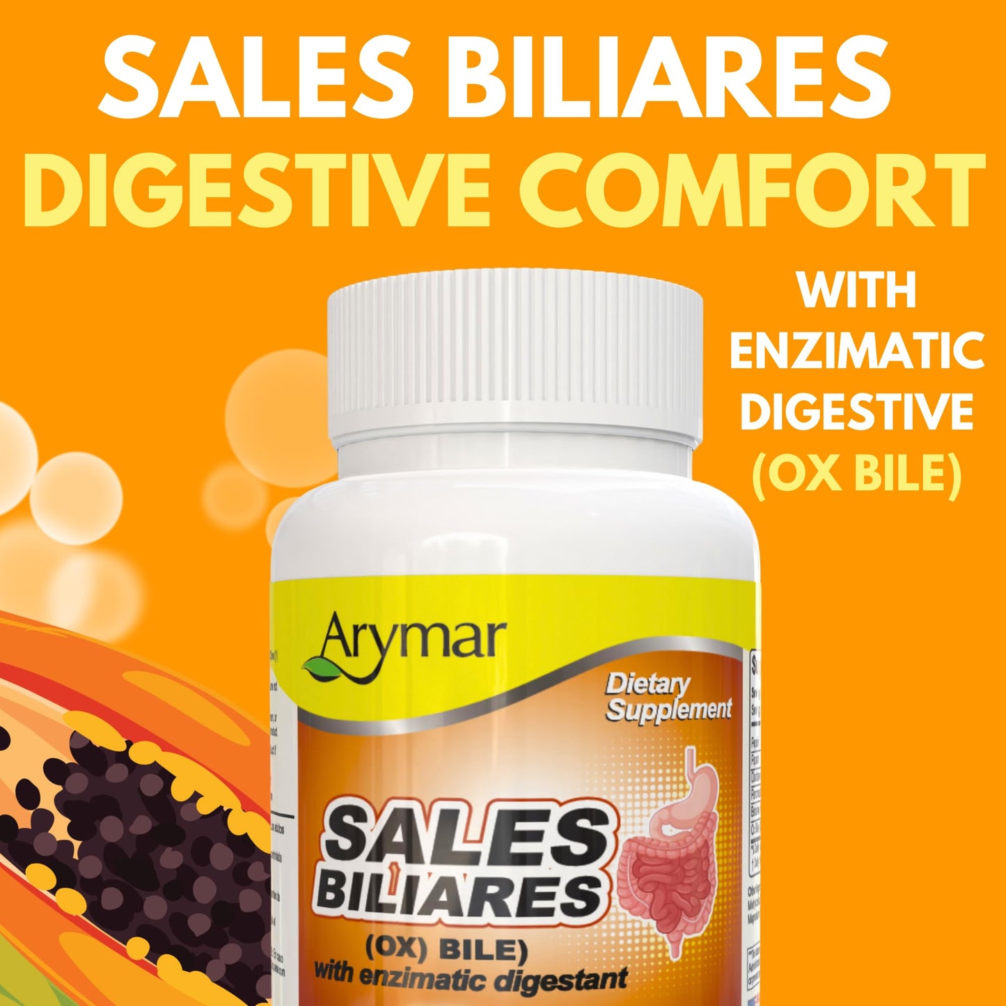 Arymar Sales Biliares Ox Bile with Digestive Enyzmes 120 Tablets
