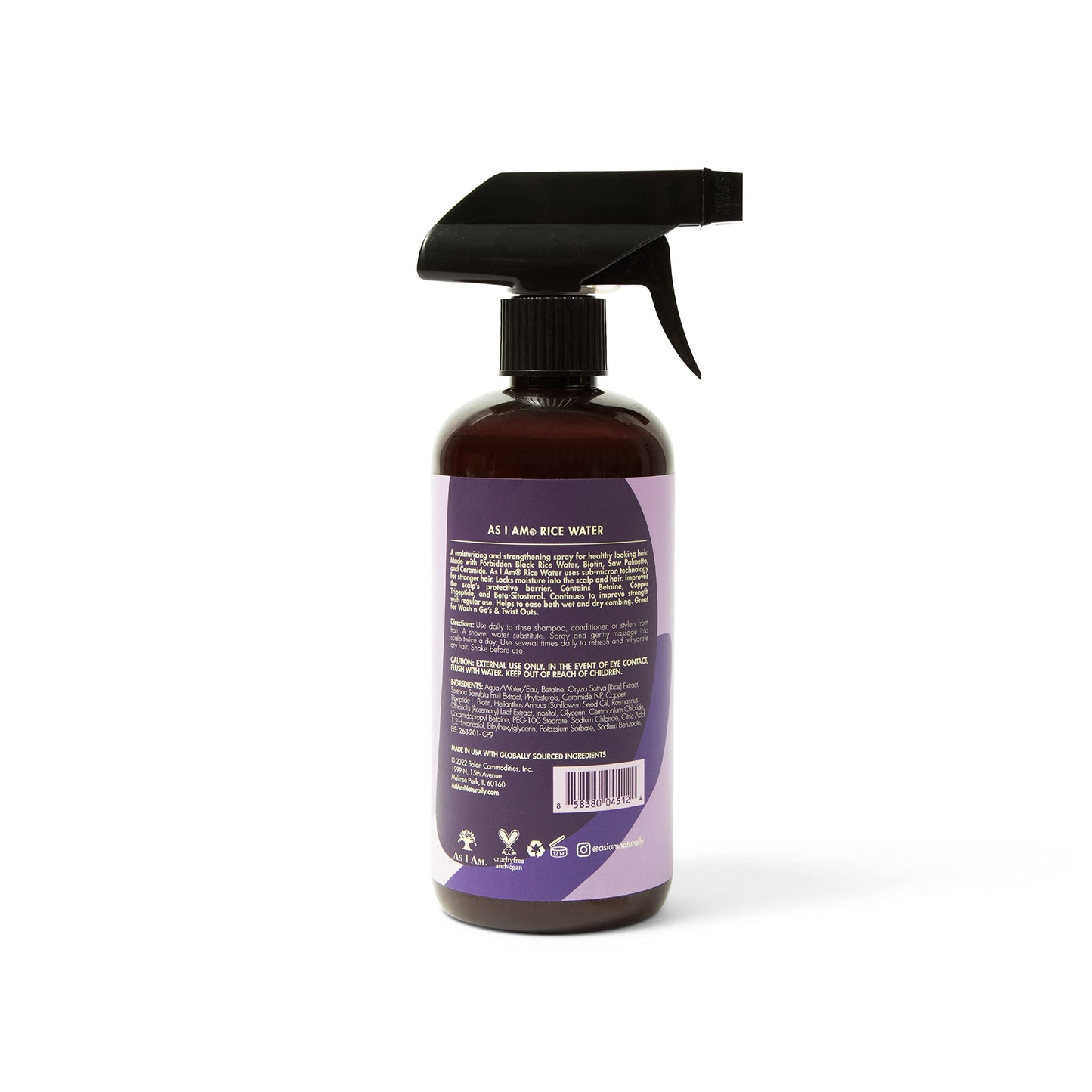 As I Am Hair Spray Rice Water 16oz - Forbidden Black Rice, Biotin & Saw Palmetto