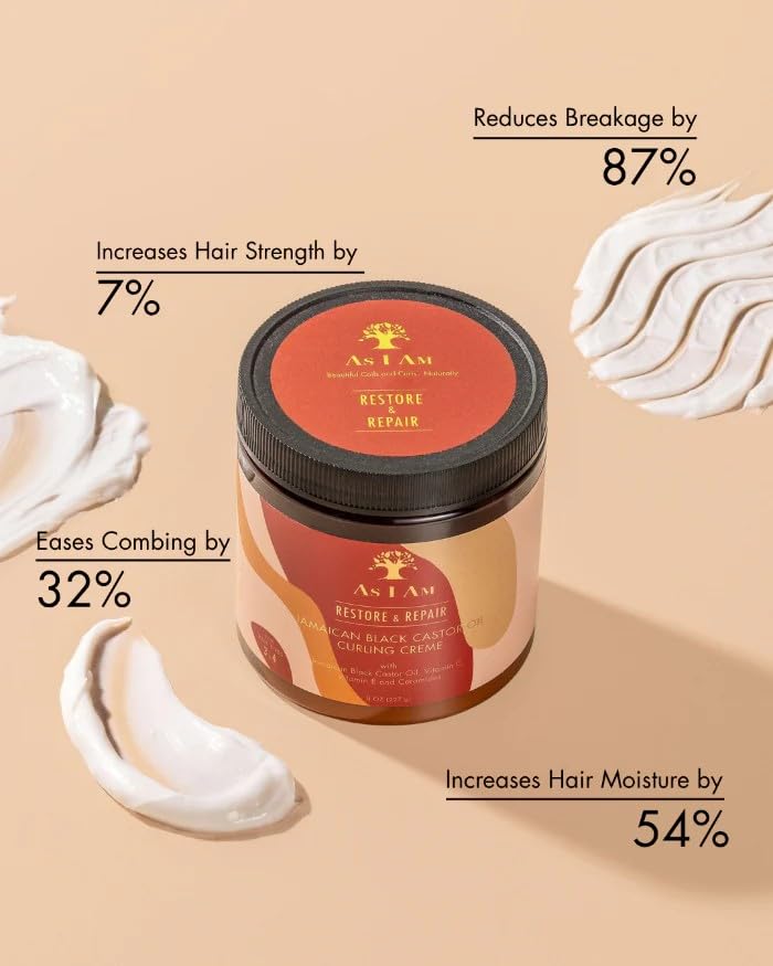 AS I AM Jamaican Black Castor Oil Curling Creme – Hair Styling, Sulfate Free