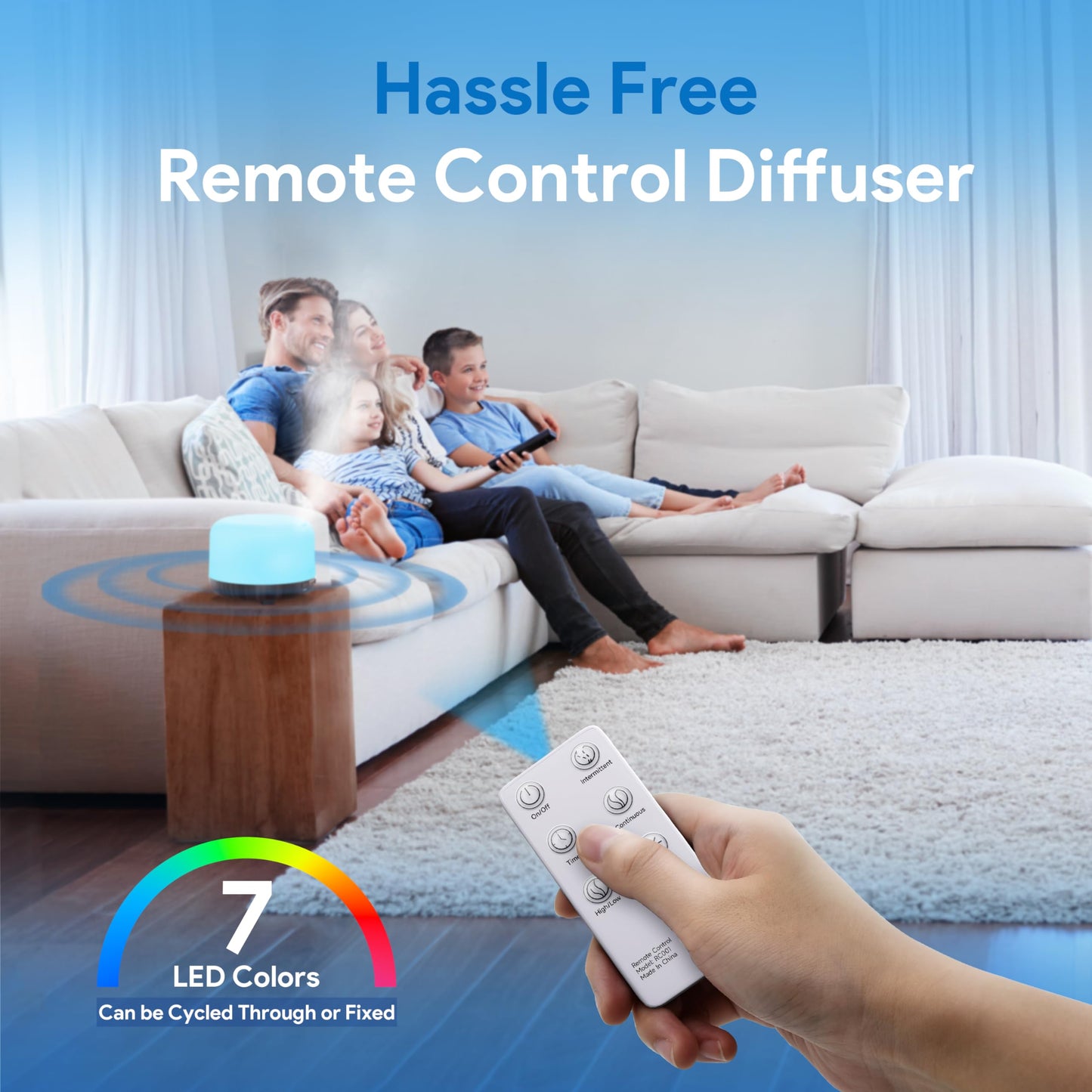 ASAKUKI 500ml Essential Oil Diffuser with Remote - 5-in-1 Ultrasonic Humidifier